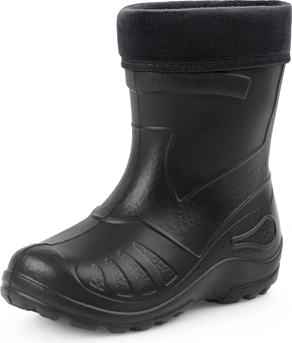Ladeheid LA-KL-050 Kinder Regenlaarzen - Rubber - met Binnenschoen - EVA - Wasbare Binnenschoen - Zwart - 27