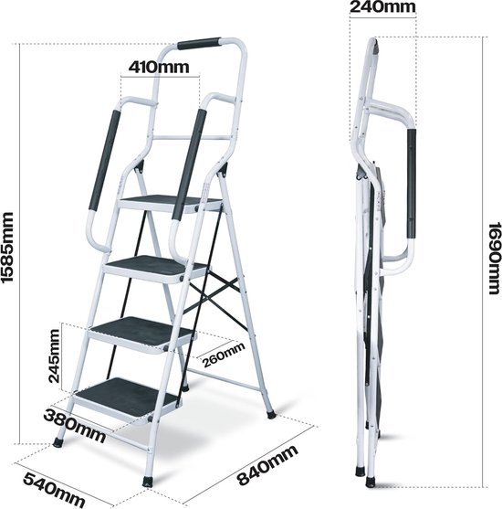 Aidapt opstapkruk met leuning- 4 treden seniorentrap van AIDAPT — afbeelding 4