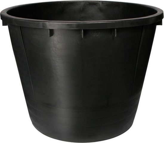 Zwarte 350 liter kuip met verstevigde rand.