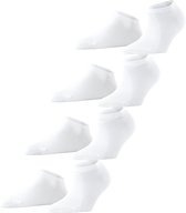 Esprit Solid 4P kort eenkleurig katoen multipack sneakersokken enkelsokken dames wit - maat 36-41