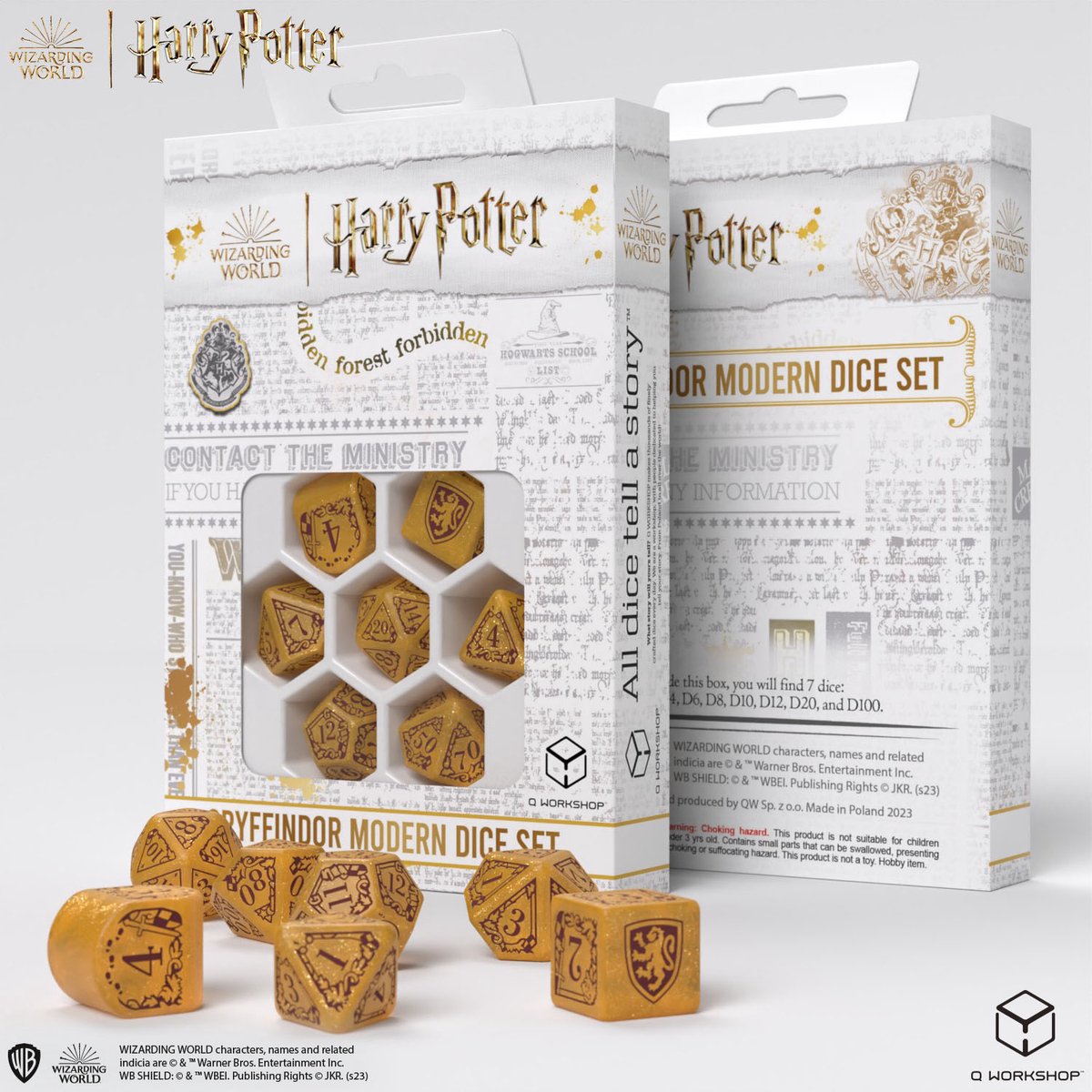 Q Workshop Harry Potter Dice Set Gryffindor Modern Dice Set Gold (7)