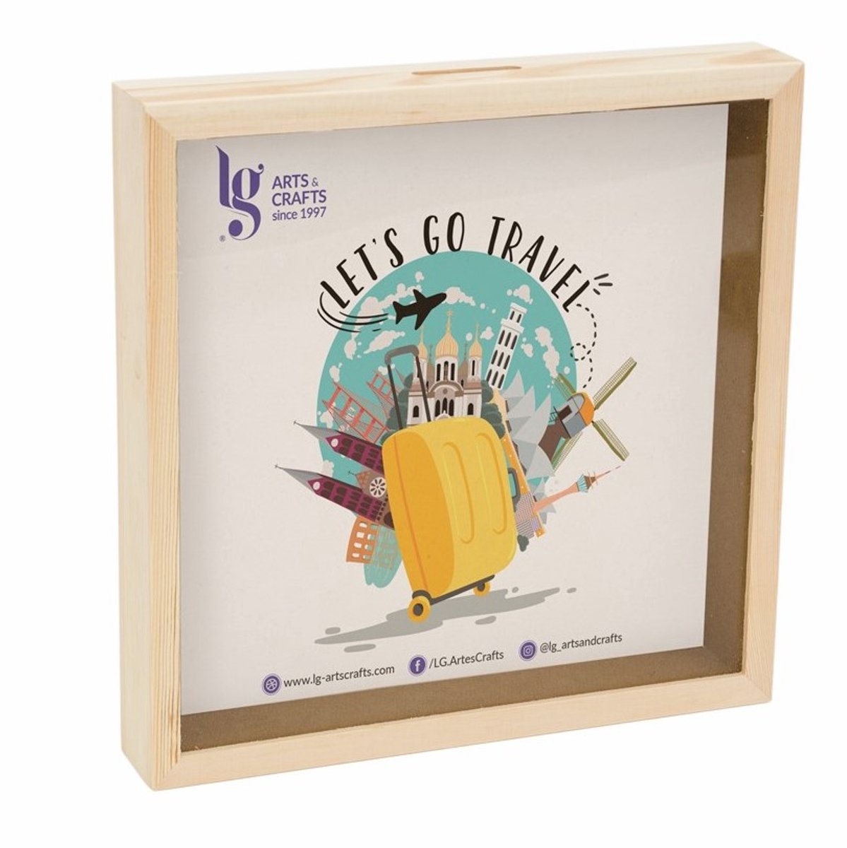 Hobbygroep houten spaarpot lijst - decoratief speelgoed 25x25x4 cm.