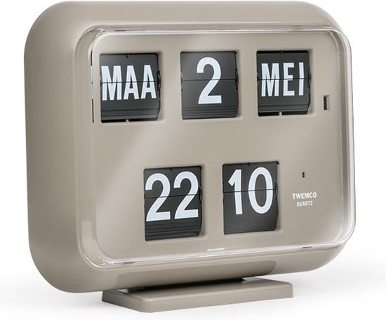 Twemco QD-35 - Flipklok - Grijs - Flip Klok - Nederlandse Datum - 24-uurs tijdsaanduiding - Retro Klok - Wandklok - Tafelklok - Datumklok - Klok Met Datum - Klok Met Dag - Klok Met Dag En Datum - Kalenderklok - Digitale Klok - Wandklok Woonkamer