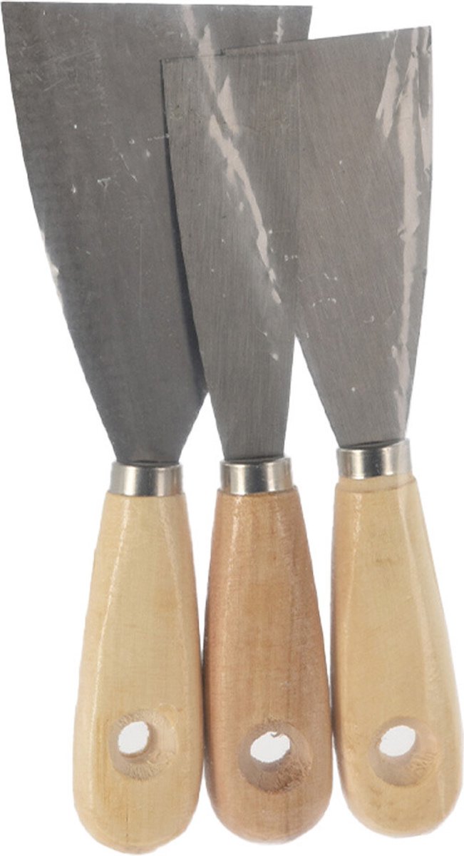 FX Tools Plamuurmessen set - 3-delig - hout - plamuurmes - spatel