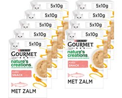 Gourmet Nature's Creations - Kattensnack - Puree met Zalm & Worteltjes - 55 x 10 g