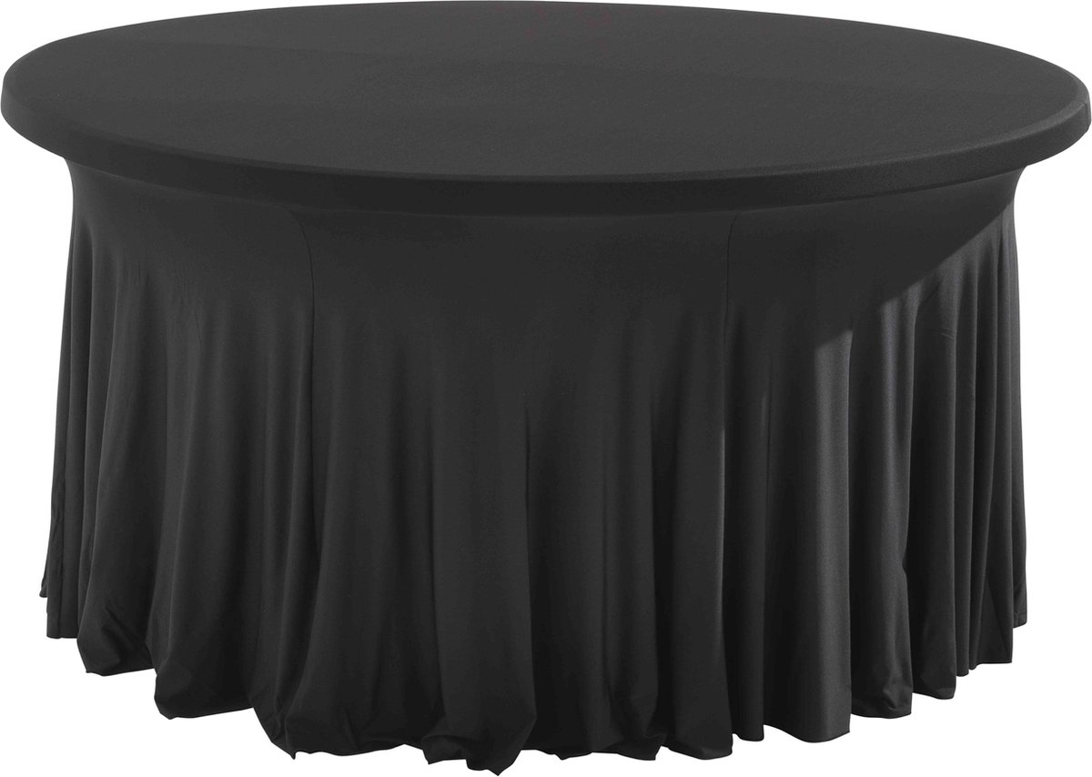 Oviala - Tafelkleed voor ronde tafel van 180 cm, elastisch zwart
