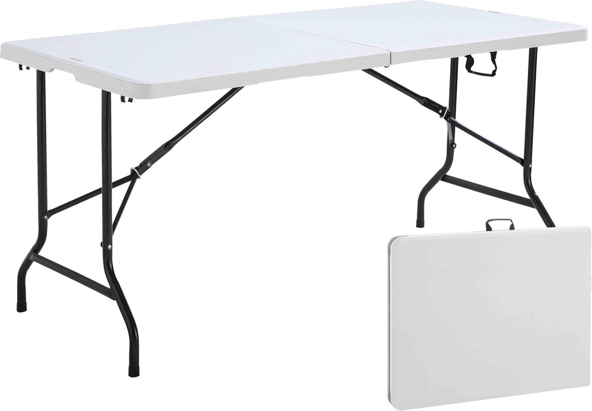 Oviala - Tafel met witte inklapbare tafelblad 152 x 70 x 74 cm wit - REKKEM