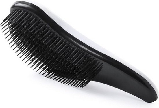 Haarborstel anti-klit zwart/wit 18,5 cm voor dames - Haren kammen/borstelen - Haar borstels anti-klit
