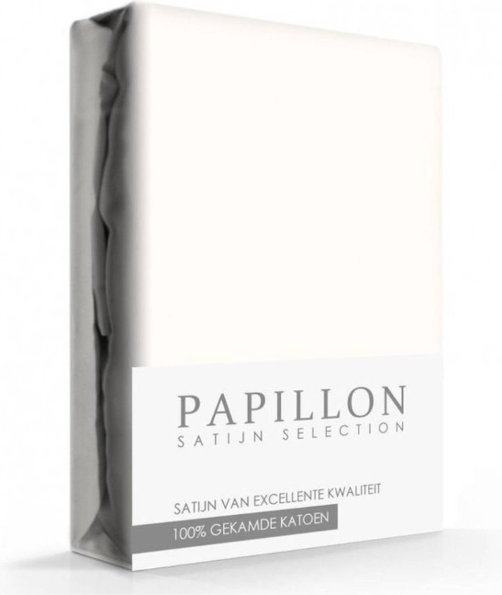 Papillon hoeslaken katoen satijn - 200 x 200 - Crème