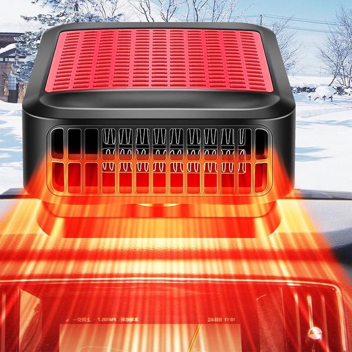 Chauffage Ventilateur Voiture Portable 12V 200W - 2 Vitesses, Support Réglable, Dégivrage Pare-brise