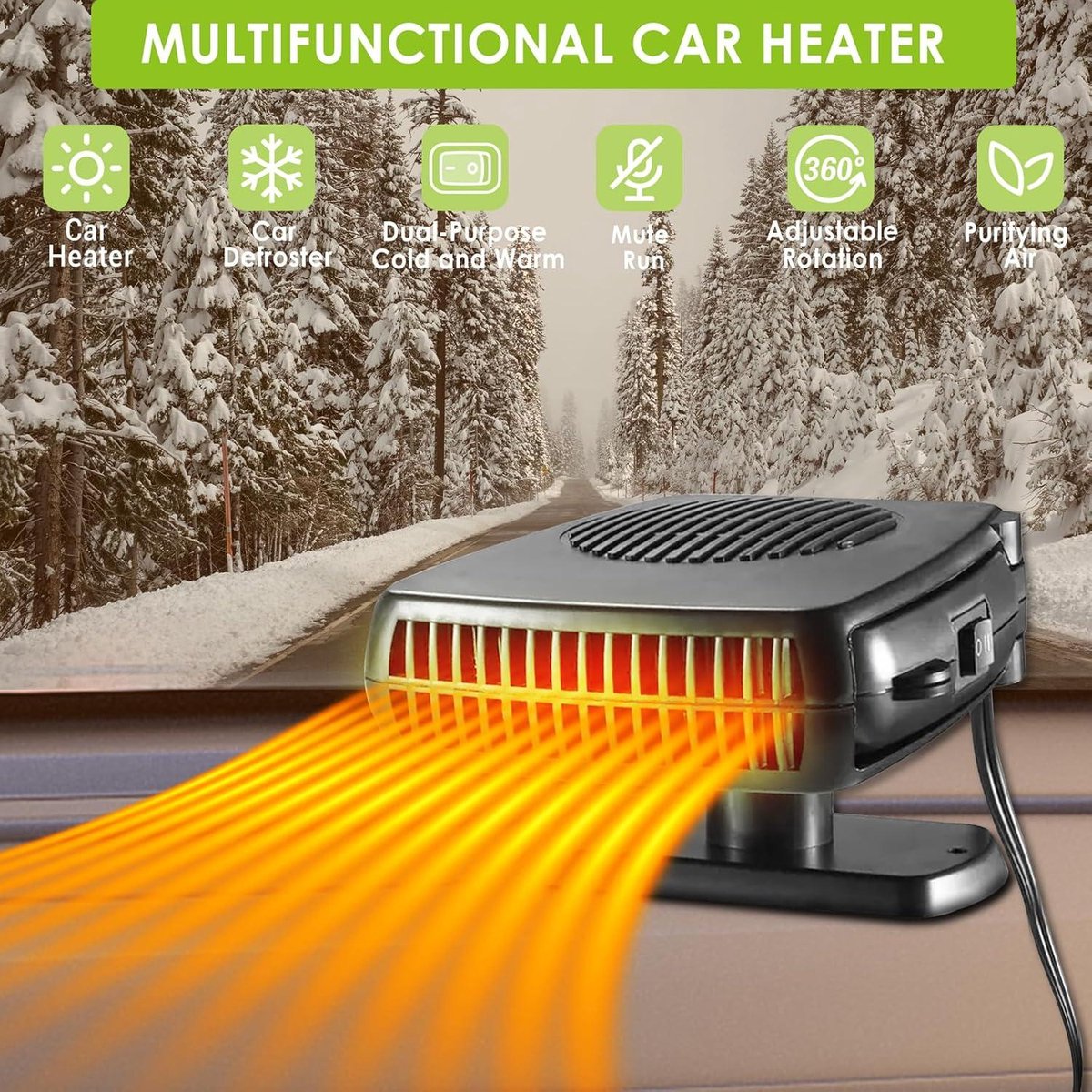 12 V Qidoe autoverwarming: draagbare 200 watt en 12 V verwarming voor auto, camper, vrachtwagen, taxi, caravan, aansluiting op de sigarettenaansteker, perfect voor ontwaseming, opwarmen en
