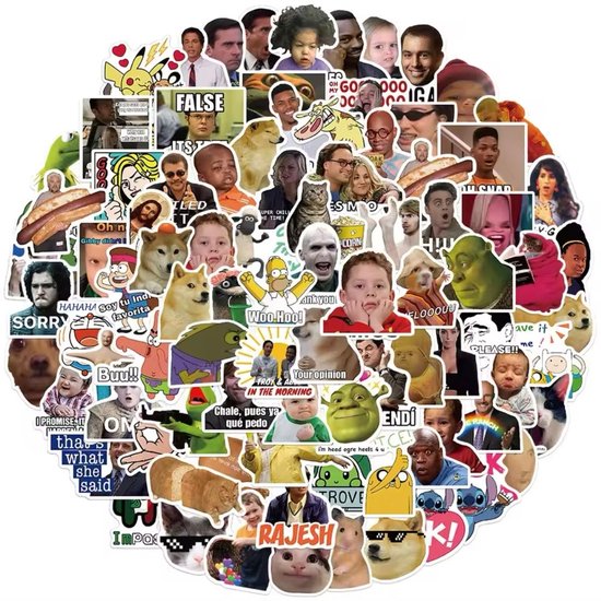 Akyol - stickertje Meme stickers - 50 stuks - Grappige stickers - Bekende meme stickers - Stickers volwassenen - Stickers kinderen - Laptop stickers