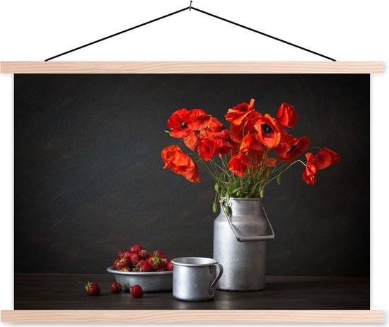 Affiche scolaire - Nature morte - Coquelicots - Pot à lait - 120x80 cm - Lattes vierges