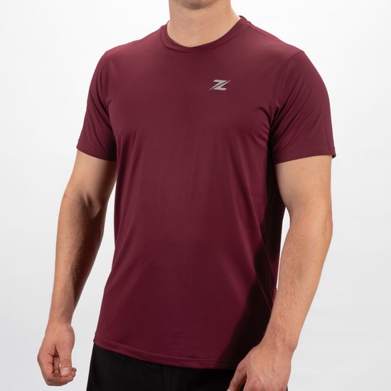 Foto: Zeuz sport t shirt heren sportkleding man fitnesskleding jongens kleding voor fitness crossfit gym donkerrood maat xl