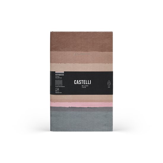 Carnet Castelli Milano A5 Stripes - Rouille - contenu avec des lignes - 130x210 mm - Made in Italy