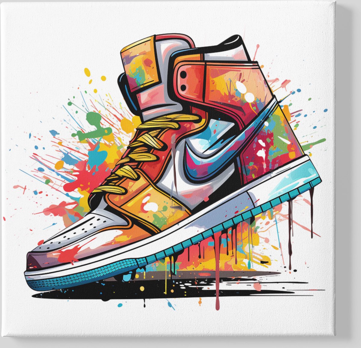 Vierkant Canvas Schilderij - Sneaker - Kleurrijk - Schoenen - 40x40x2 cm