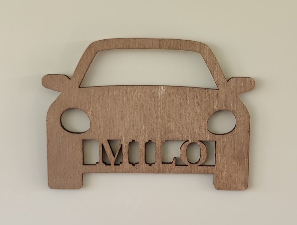 Gepersonaliseerd Houten Auto Naambordje – Voeg Snelheid toe aan de Kinderkamer! - Palisander kleur - 15x20cm