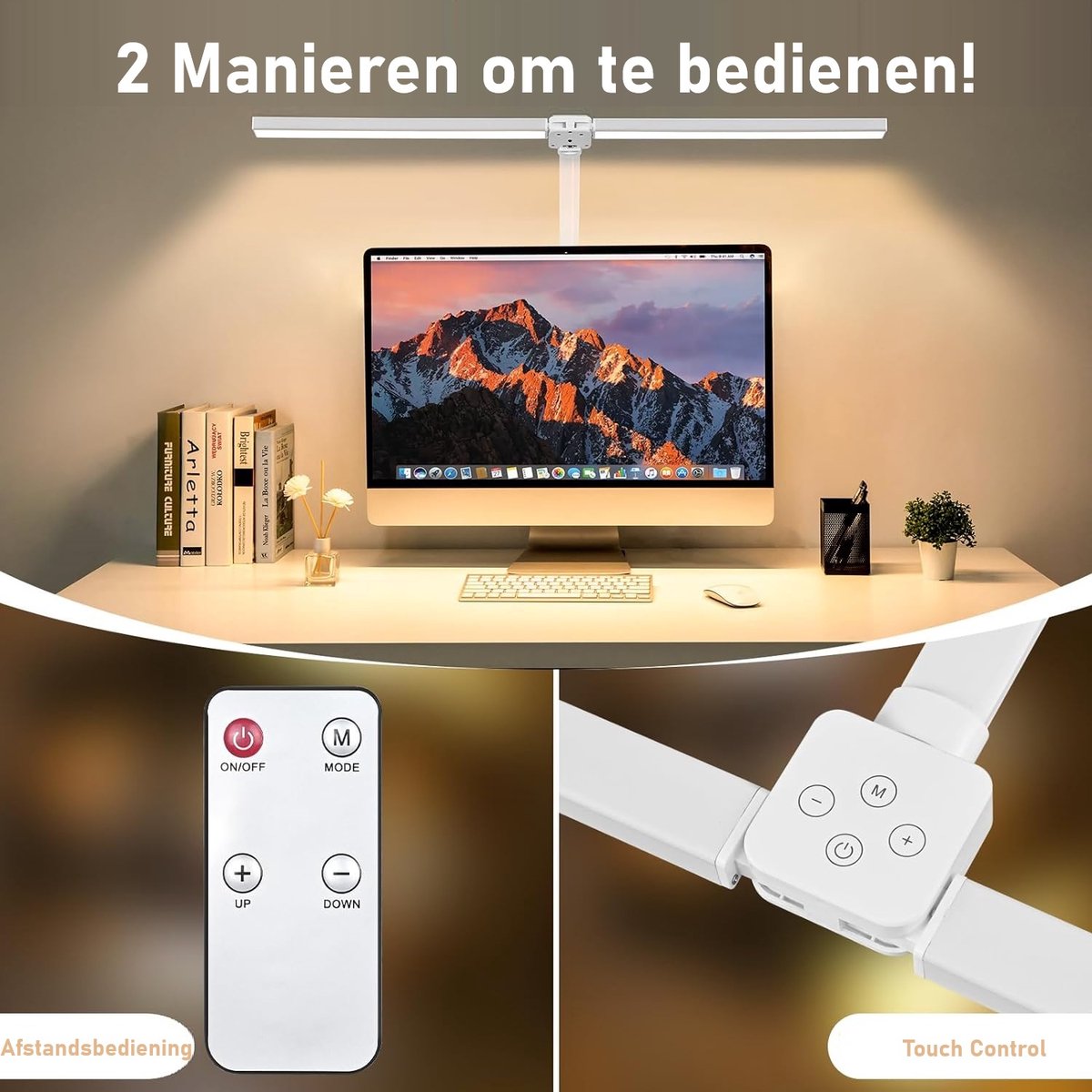 Lampen District® - Bureaulamp led dimbaar - Oog beschermende LED - Flexibele Werklamp - 5 Lichtstanden & 5 Helderheidsniveaus - Wit thumbnail 4