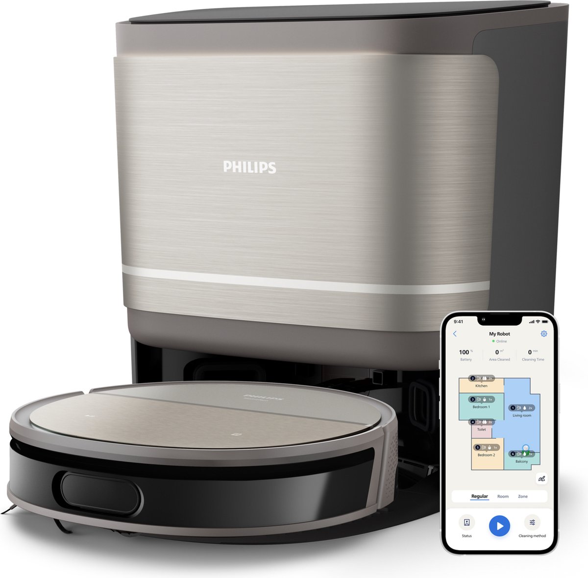 PHILIPS XU9100/10 Homerun 9000 series Robotstofzuiger met dweilfunctie Zwart