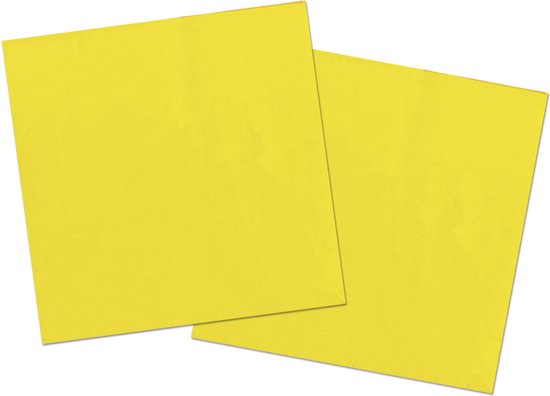 Deux serviettes jaunes en papier à motif subtil, posées côte à côte.
