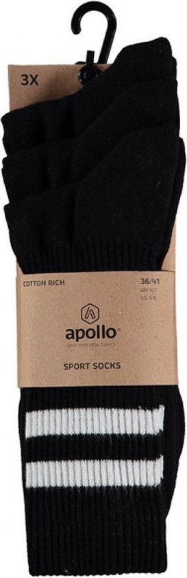 Apollo Chaussettes de sport Fashion Homme Grijs/ Blanc / Noir Katoen Taille 42-47