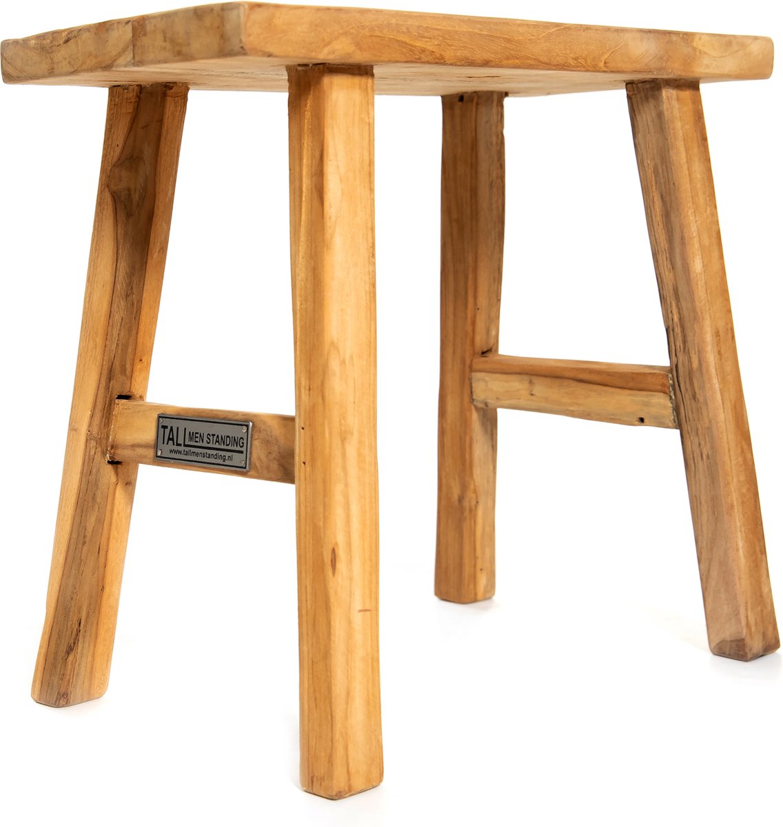 Klein teakhouten krukje - 30 cm hoog - zeer decoratief | vensterbankkrukje | #stopretouren