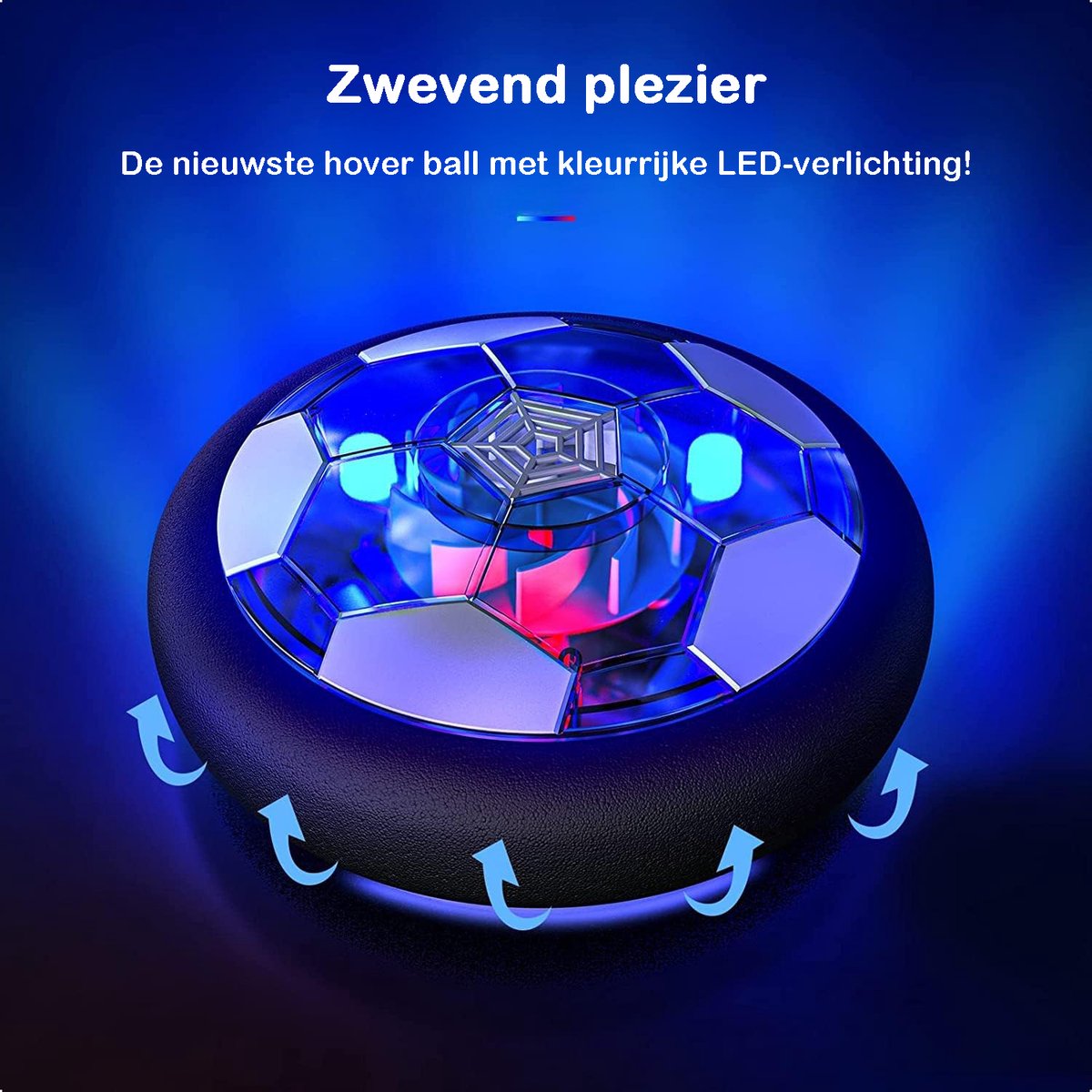 2-Pack Tech Essentials® Hover Bal - Led Verlichting - 18 cm - Oplaadbaar - Indoor Zweef Voetbal - Zachte - Kinderen - Air Powered Soccer - Binnen — afbeelding 5
