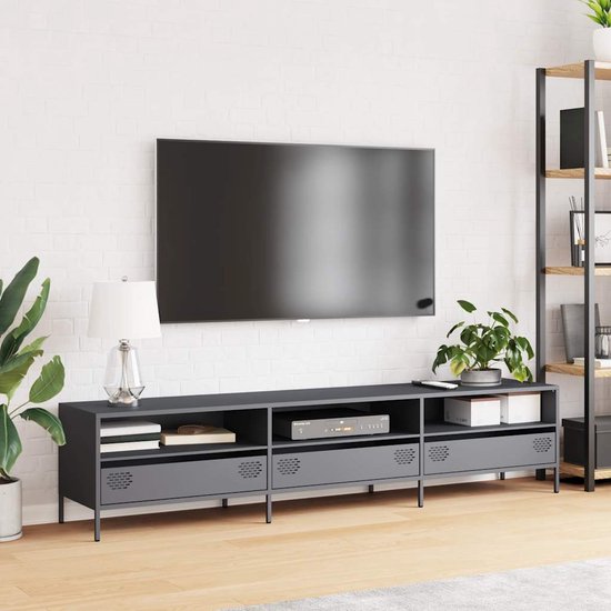 vidaXL - Meuble TV - 202x39x43,5 - cm - laminé à froid - acier - anthracite