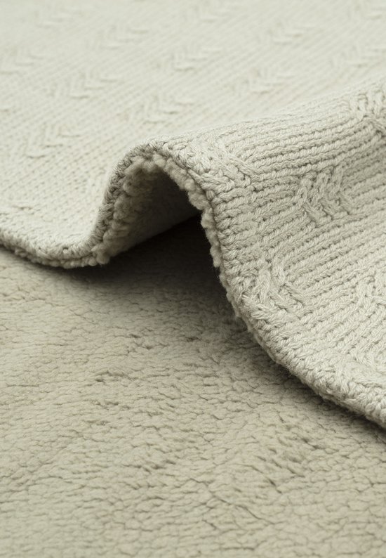 Jollein - Deken Ledikant 100x150cm - Dekentje Baby - Grain Knit - Olive Green/Velour van Jollein — afbeelding 4