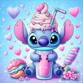 Peinture Diamond - Stitch - milkshake - 30x30cm - pierres rondes - entièrement collant
