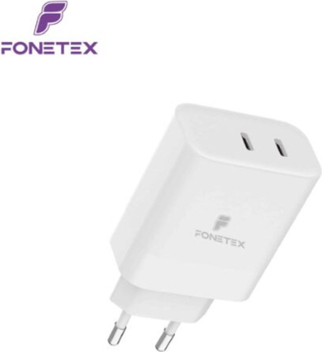 FoneTex USB-C Lader 2 Poorten - Oplader - 35W Snellader - USB C Adapter voor S24, S23, S22, S21, S20, Fold, Flip, A9 Plus, Ultra - Wit