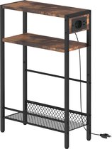 Table D'appoint étroite 3 étagères - 40x18x62 Cm - Idéale Petit Espace, Salon, Chambre, Bureau - Marron, Stable Et Facile à Monter