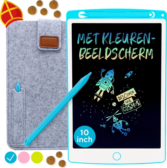 LCD Tekentablet Kinderen "Blauw" 10 inch - Schoencadeautjes Sinterklaas - Sinterklaascadeau - Schoenkado - Kado - Cadeau - Sinterklaas Cadeautje - Educatief Speelgoed Jongens & Meisjes - Grafische Tablet - Teken Ipad - Kinderspeelgoed 3 Jaar - 7 Jaar