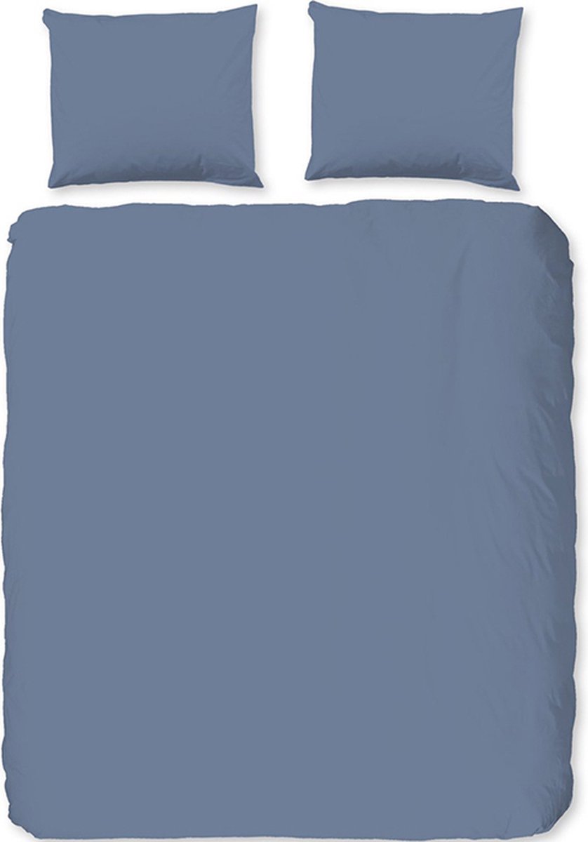 Zavelo Flanellette Effen Dekbedovertrek Blauw - 2-persoons (200 x 200/220 cm) - Heerlijk Warm en Zacht - 100% katoen - Hoogwaardige kwaliteit