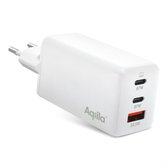 Chargeur USB Aqiila, 67 W, adaptateur USB-C, chargeur rapide GaN, Power PD , 2x USB-C, 1x USB-A, 100-240 V, Chargebird W3 Wit