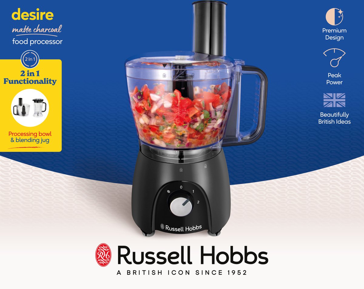Russell Hobbs Desire Matte Charcoal Foodprocessor - 27111-56 thumbnail 4