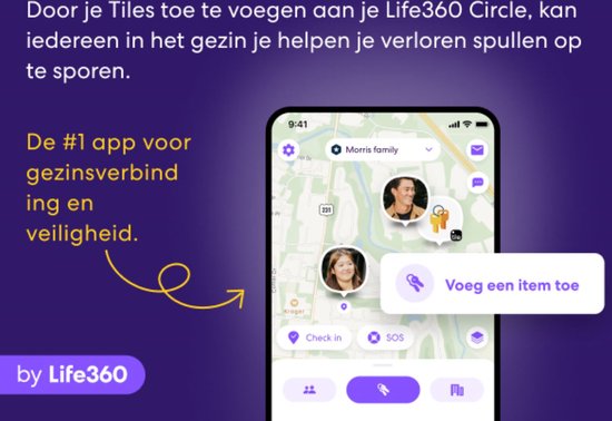 Life360 Tile Sticker - Kleine, krachtige Bluetooth Tracker - Item locator voor Fietsen, Gereedschap, Brillen en meer - Werkt met iOS en Android - 1 stuk (zwart)