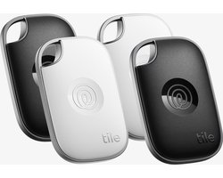Life360 Tile Pro - Krachtige Bluetooth Tracker - Item locator voor sleutels, tassen en meer - Compatibel met iOS en Android - 4-Pack (Zwart/Wit)