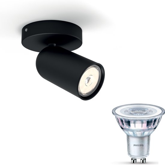 Philips Hue Buckram Opbouwspot - White Ambiance - GU10 - Zwart - 4 X 5 Bluetooth Incl Dimmer Switch