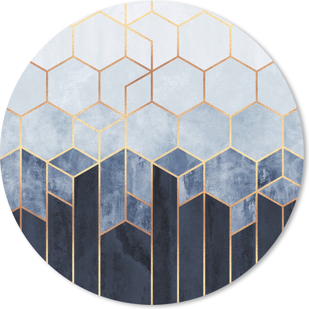 Muismat rond 20x20 cm - Mousepad Hexagon - Gold - Luxe - Patronen - Ronde muismatten