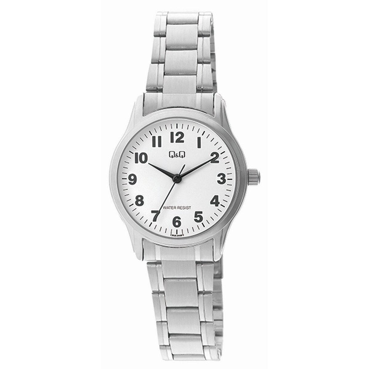 QQ C09A-010PY - Horloge - Analoog - Vrouwen - Dames - Stalen band - Rond - Metaal - Cijfers - Zilverkleurig - Wit