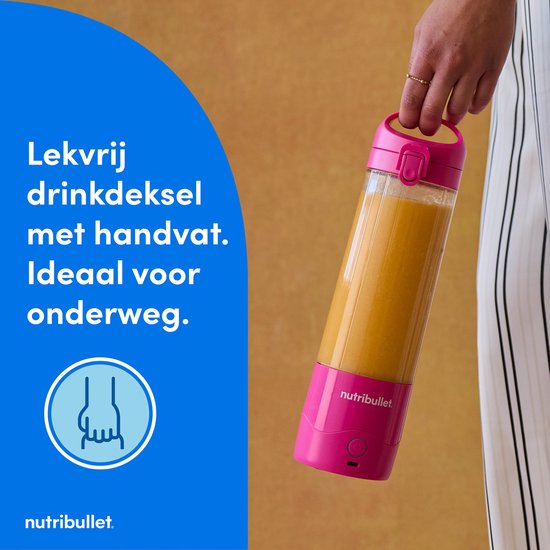 nutribullet Portable - Blender To Go - Mini Blender - Draadloos - Fel Roze van Nutribullet — afbeelding 2