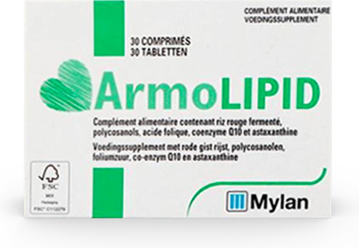 Goedkoopste ARMOLIPID 30 Tabletten – Voedingssupplement met Rode Gist Rijst, Co-enzym Q10, Foliumzuur, Polycosanolen & Astaxanthine – Ter ondersteuning van een gezond cholesterol – Glutenvrij