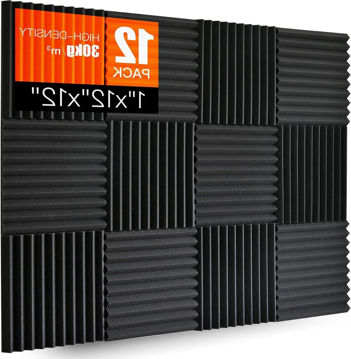 Akoestische schuimpanelen - 12 stuks 30 x 30 x 30 cm - Hoge dichtheid - Geluidsabsorberend - Vuurbestendig - Studio - Kantoor - Gamingruimte akoestische panelen