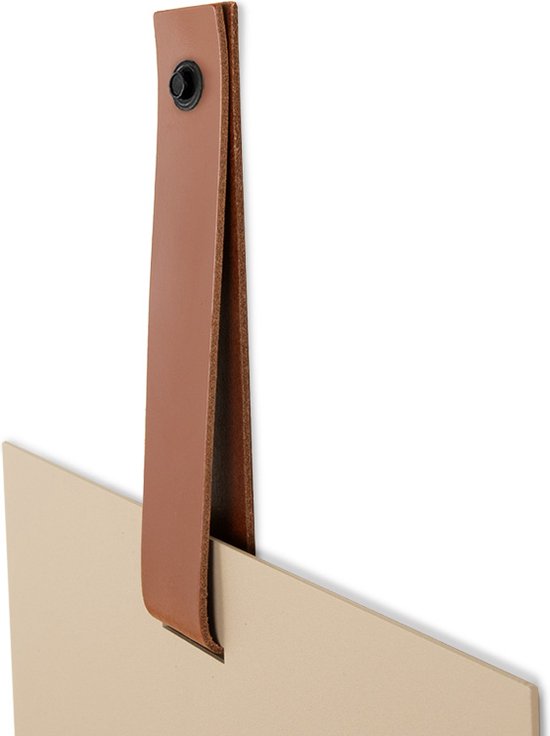 Tableau magnétique Aimant Rectangle Beige - bracelet cuir cognac - 35x80