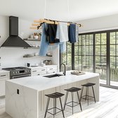 Sèche-linge plafond avec système de poulies Zwart, 6 Lattes en bois de 0 m | Capacité de charge de 30 kg | Kit de montage GRATUIT | Étendoir suspendu pour Vêtements