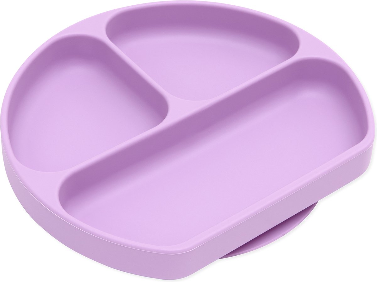 Bumkins - Silicone Grip Dish | Siliconen Vakjesbord met Zuignap (3 vaks) - Lavender