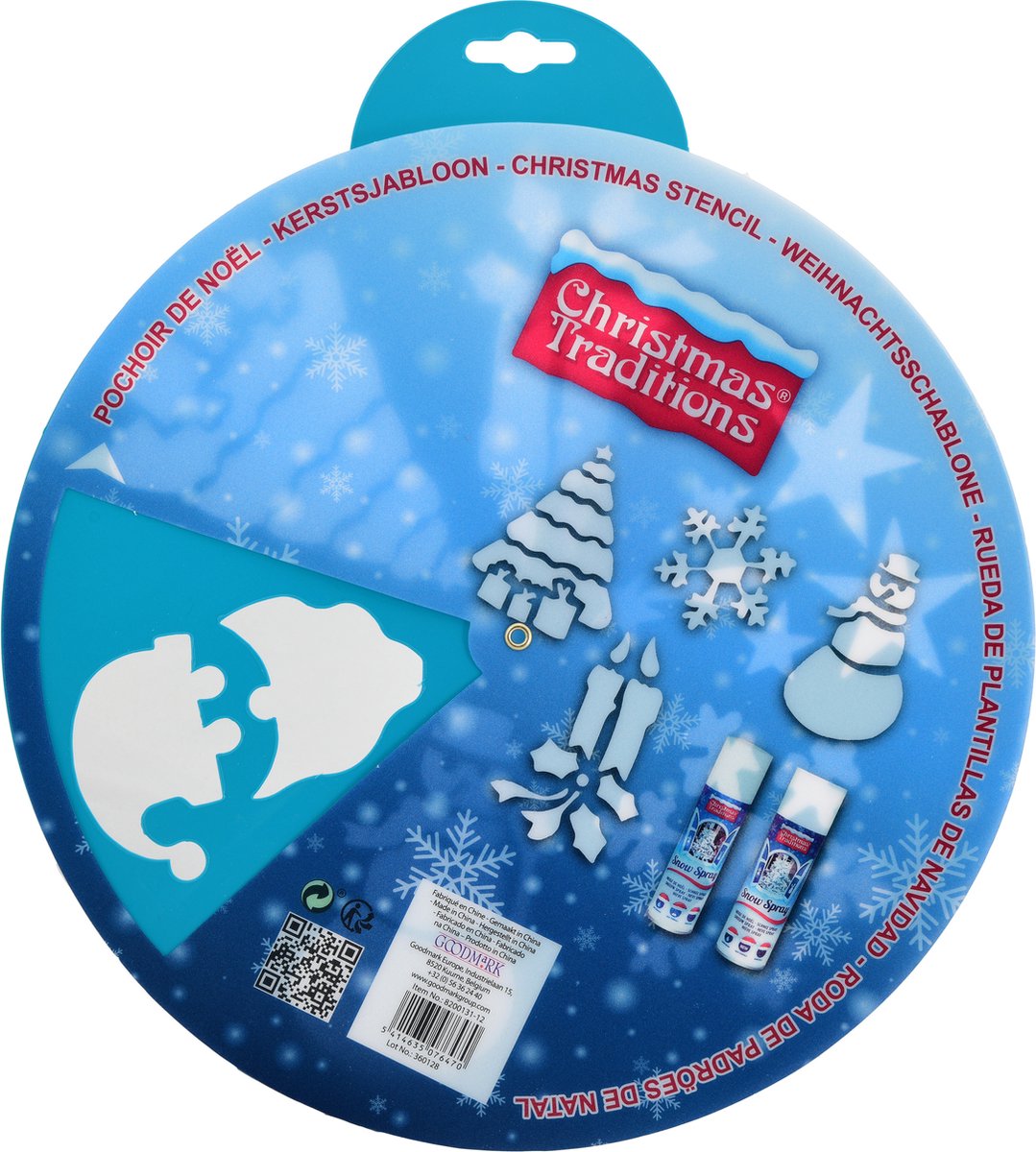 Christmas Traditions Kerst raamsjablonen - 6 sjablonen - op roterende stencil - D30 cm