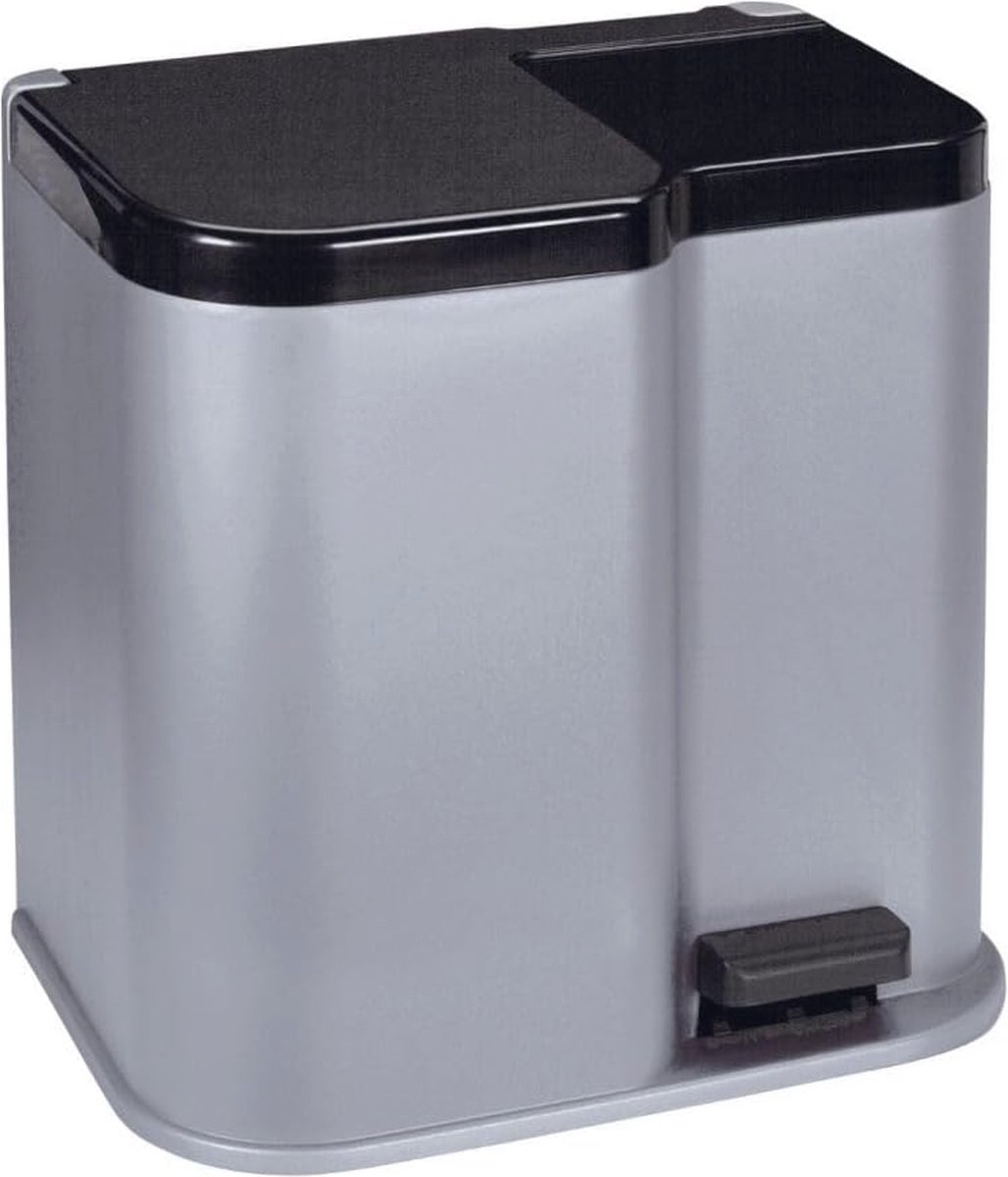 Goedkoopste Duo Pedaalemmer voor Afvalscheiding - Zilver/Antraciet
