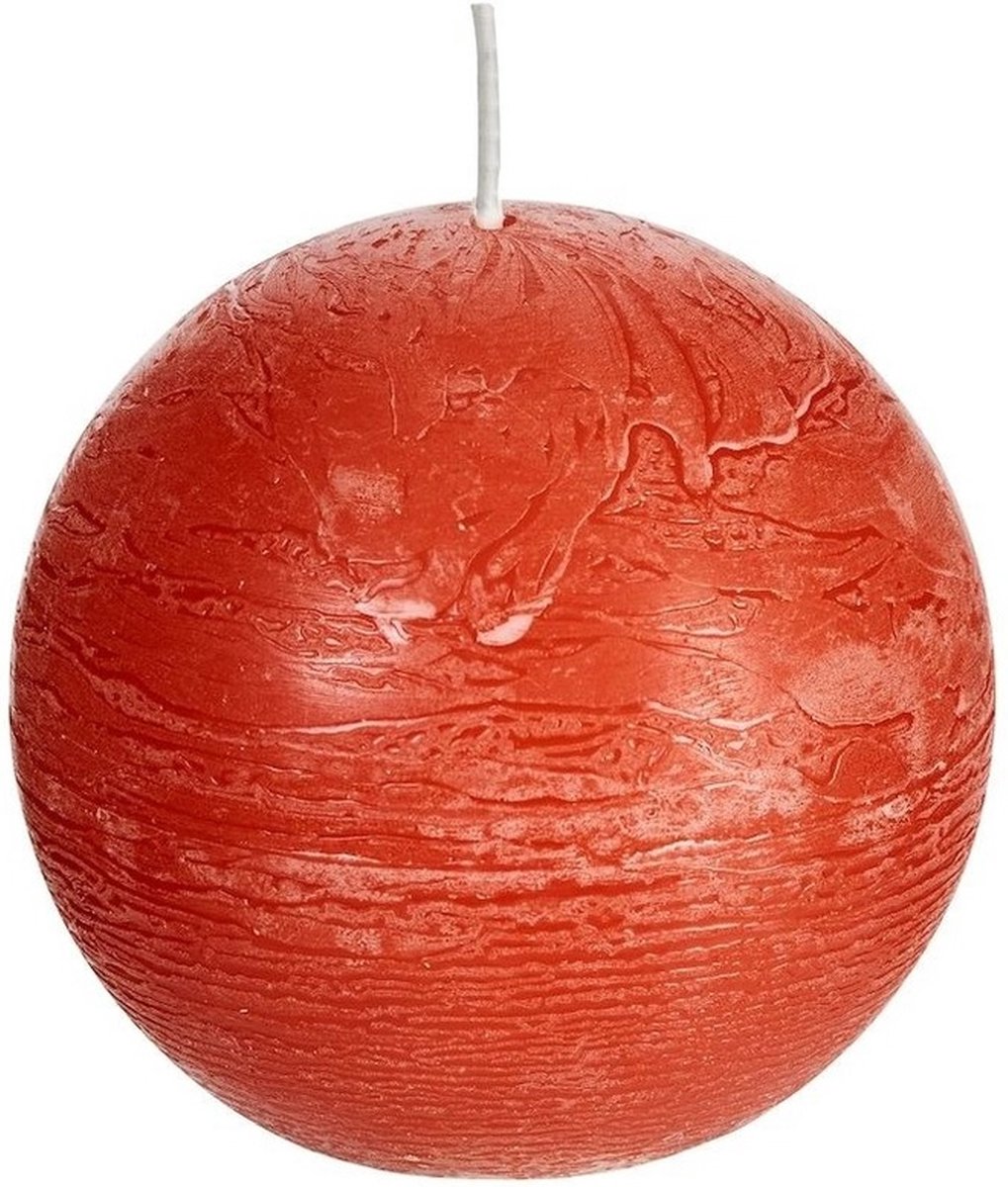 SPAAS rustieke bolkaars - oranje - 1x - D8 cm - 24 branduren - ronde kaarsen